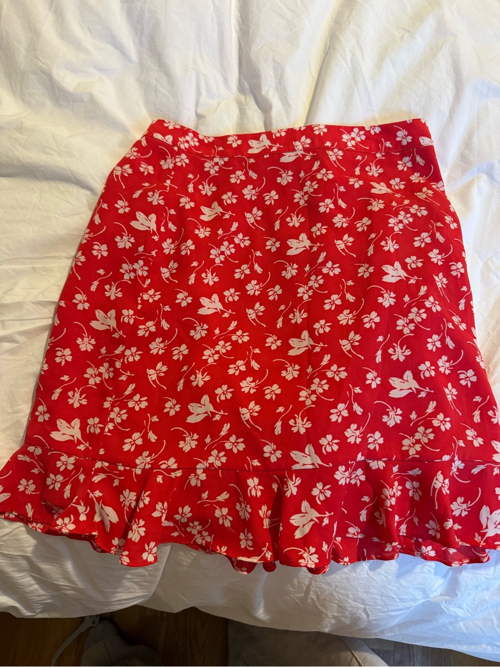 J.Crew floral red orange and ivory mini skirt - size 0 so cute!